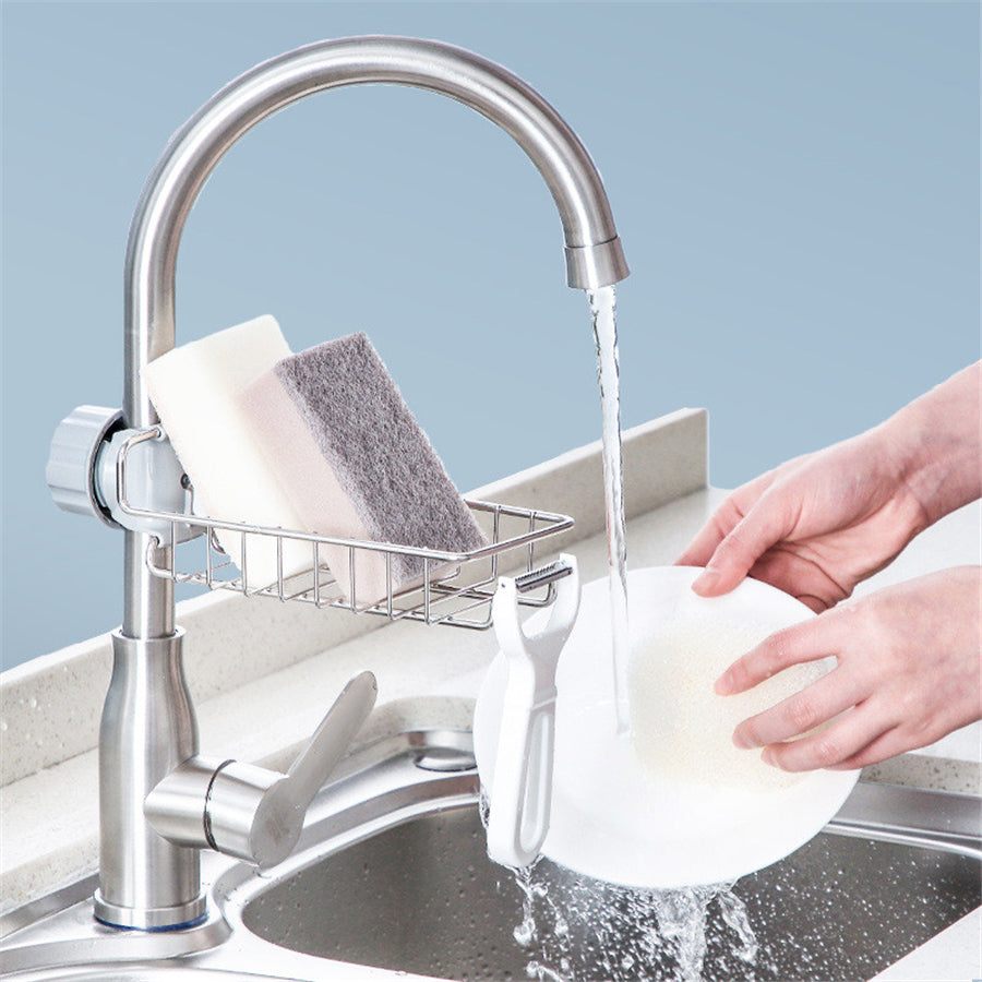 Adjustable Sink Faucet Holder Soap Basket Organizer