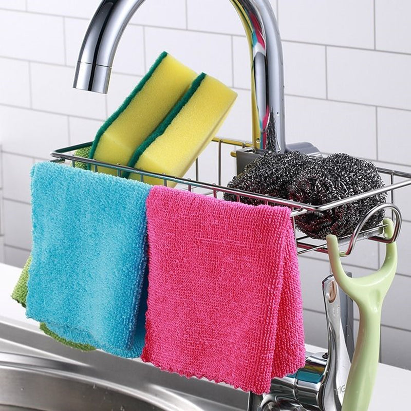 Adjustable Sink Faucet Holder Soap Basket Organizer
