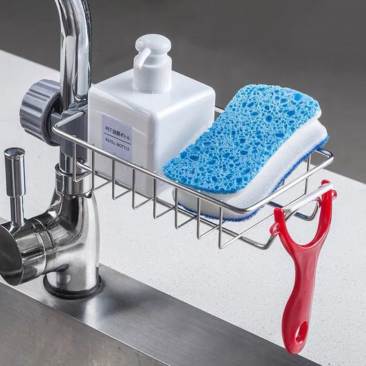 Adjustable Sink Faucet Holder Soap Basket Organizer