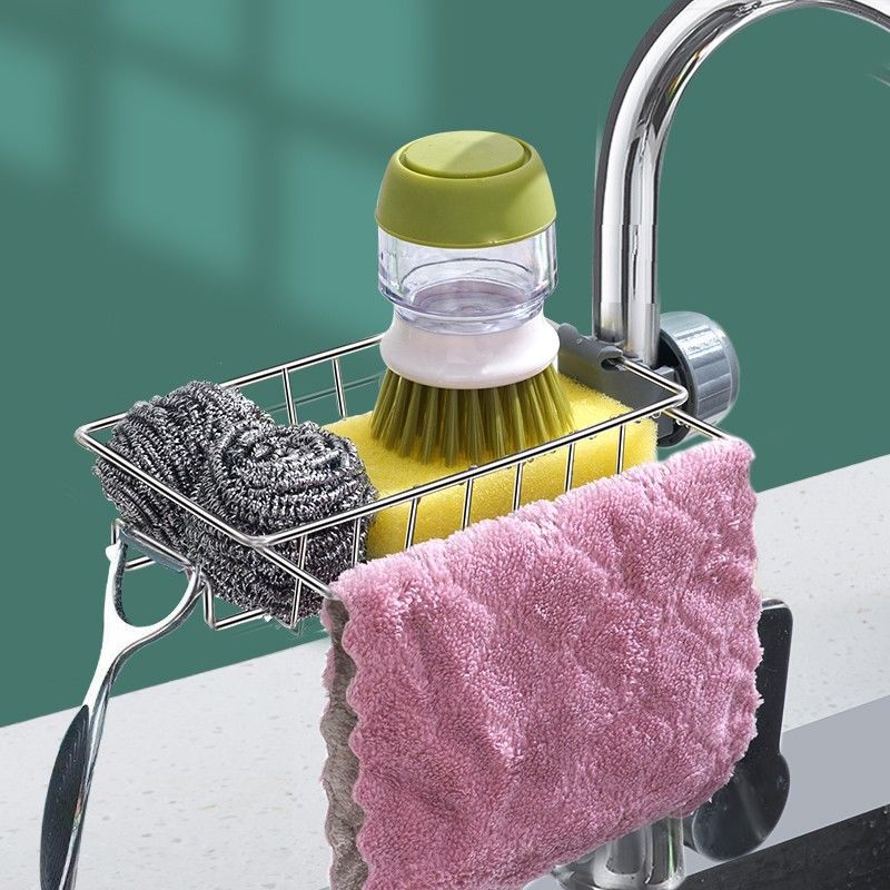 Adjustable Sink Faucet Holder Soap Basket Organizer